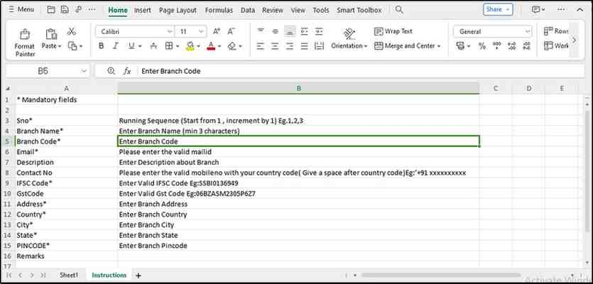 Import Branch Template - Instruction Sheet - CyLock